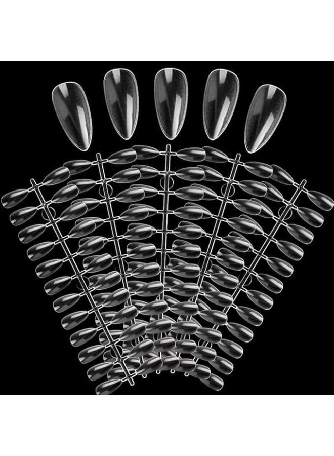 أظافر صناعية قصيرة بلون موحد - 24 قطعة (ورقة واحدة) شفافة - Image 2